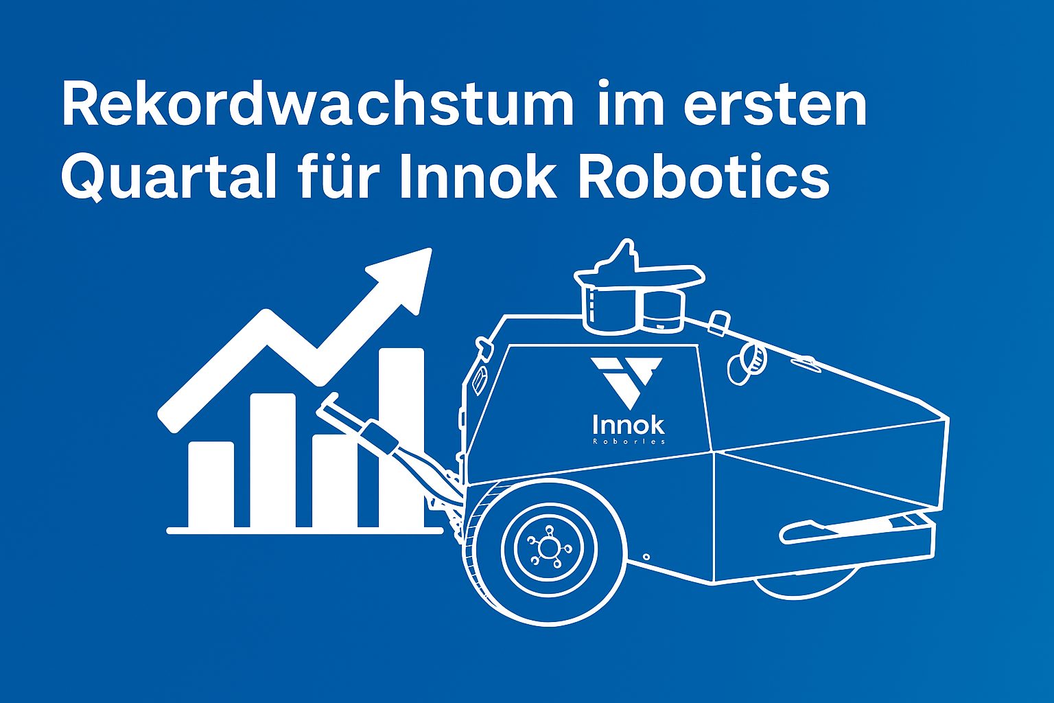 Grafik: „Rekordwachstum im ersten Quartal für Innok Robotics“ mit INDUROS-Zeichnung und steigendem Diagramm