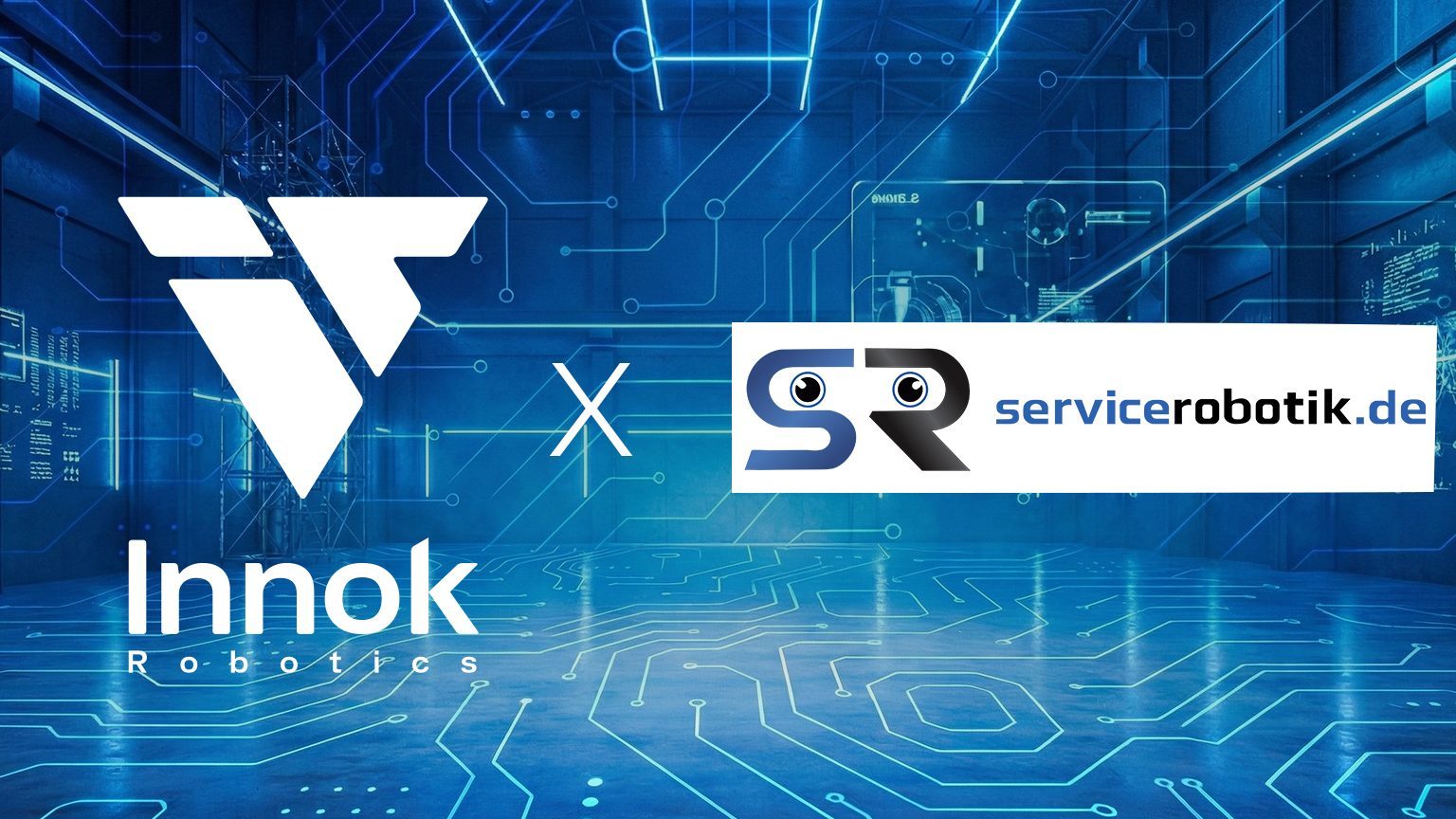 Grafik: Logos von Innok Robotics und servicerobotik.de zur neuen Systempartnerschaft mit Sensotec