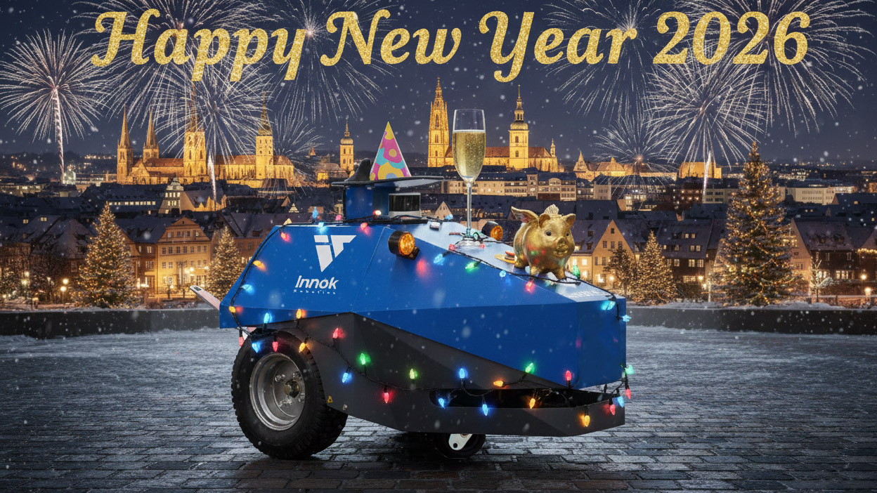 INDUROS decorated with fairy lights, a party hat, a champagne glass and a lucky pig – “Happy New Year 2026”