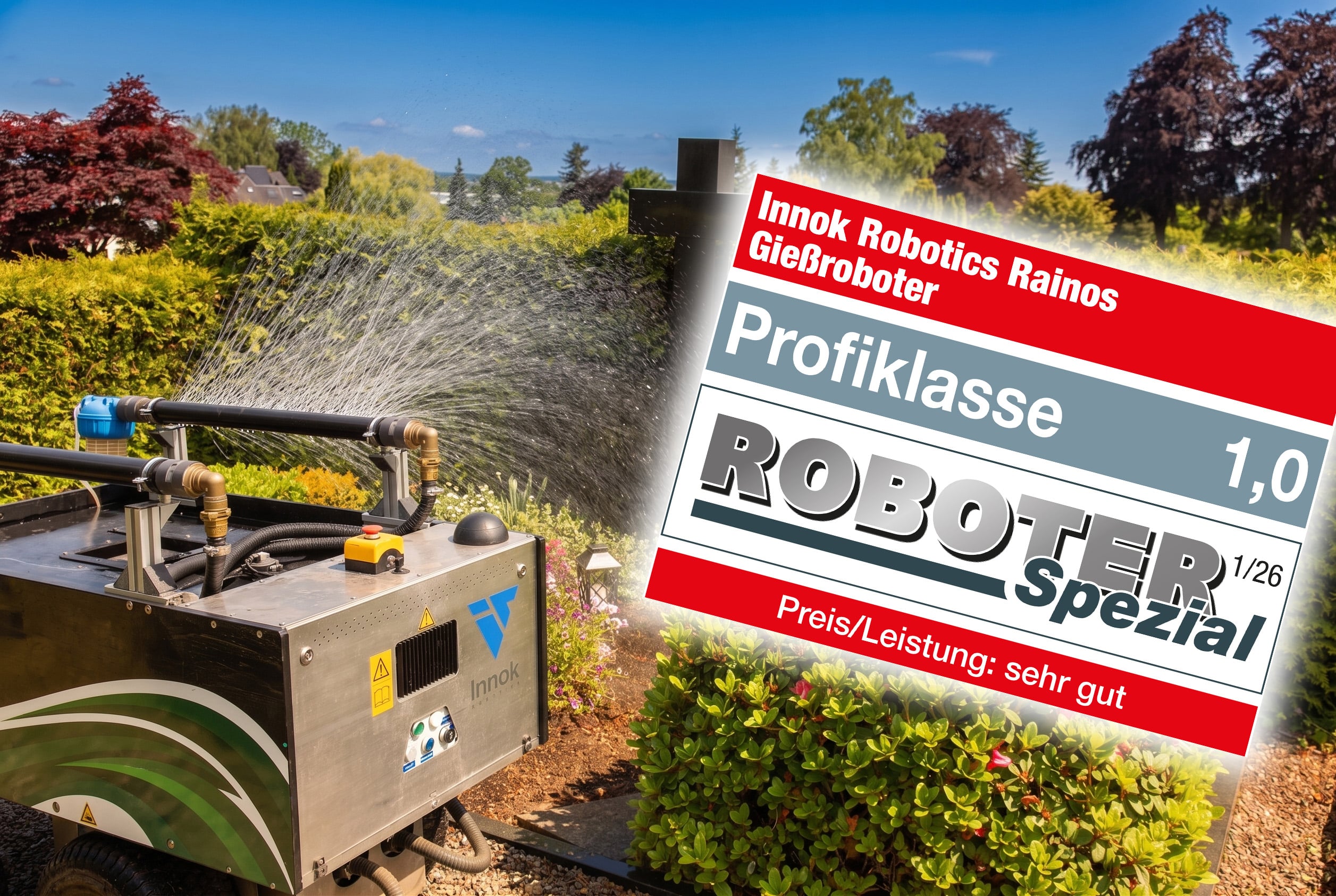 Trade magazine Roboter Spezial awards top marks: How the RAINOS watering robot is revolutionizing cemetery maintenance